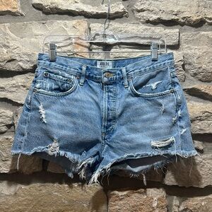 Agolde Parker Cutoff Distressed Button Fly Denim Shorts Size 28